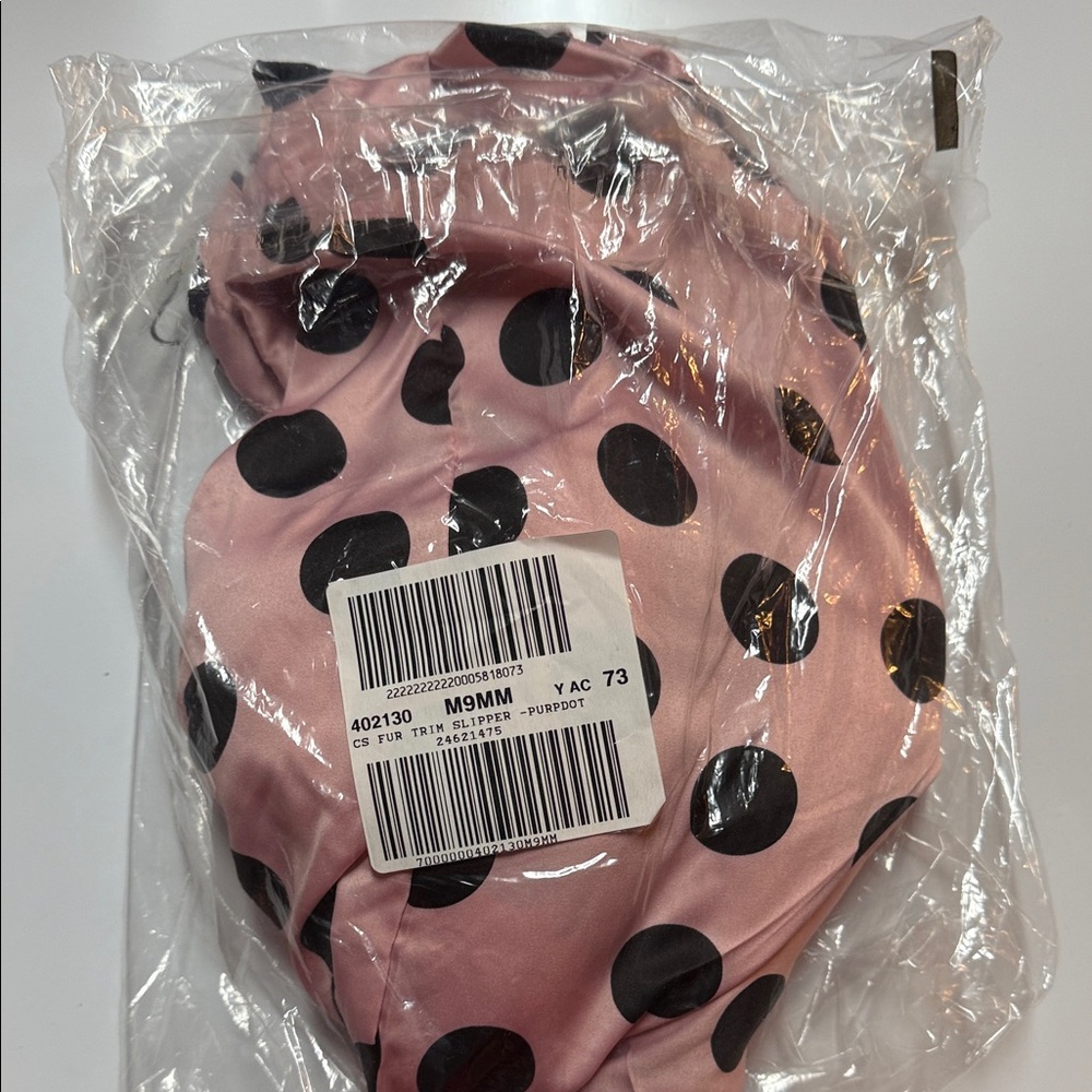 Pink and Black Polka Dot houseshoes
